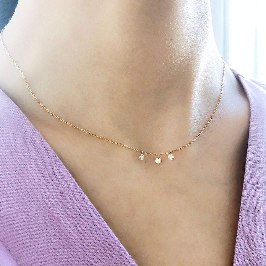 SHIZUKU necklace“three stone” 詳細画像 Gold 4