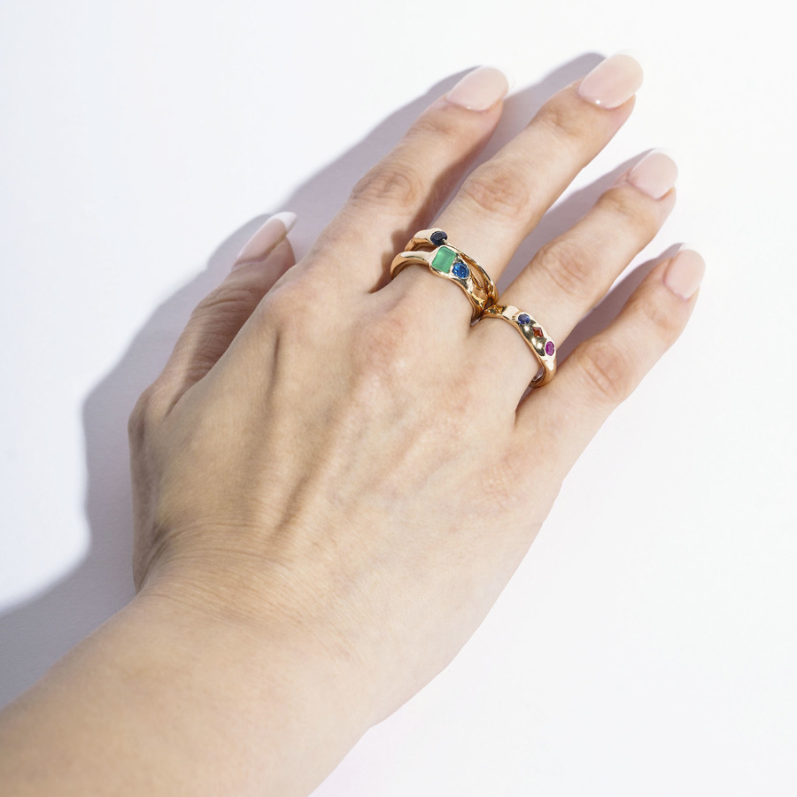 Color stone ring (green) 詳細画像 Gold 6