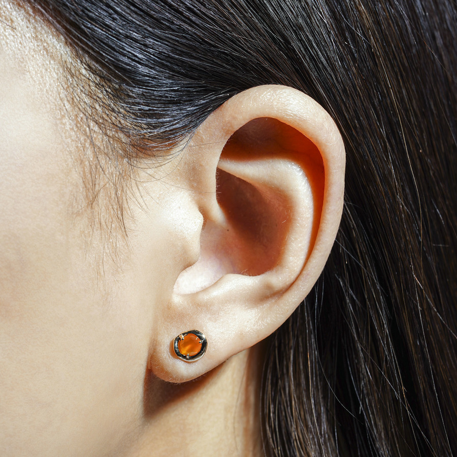 Color stone earrings (orange) 詳細画像 Gold 4