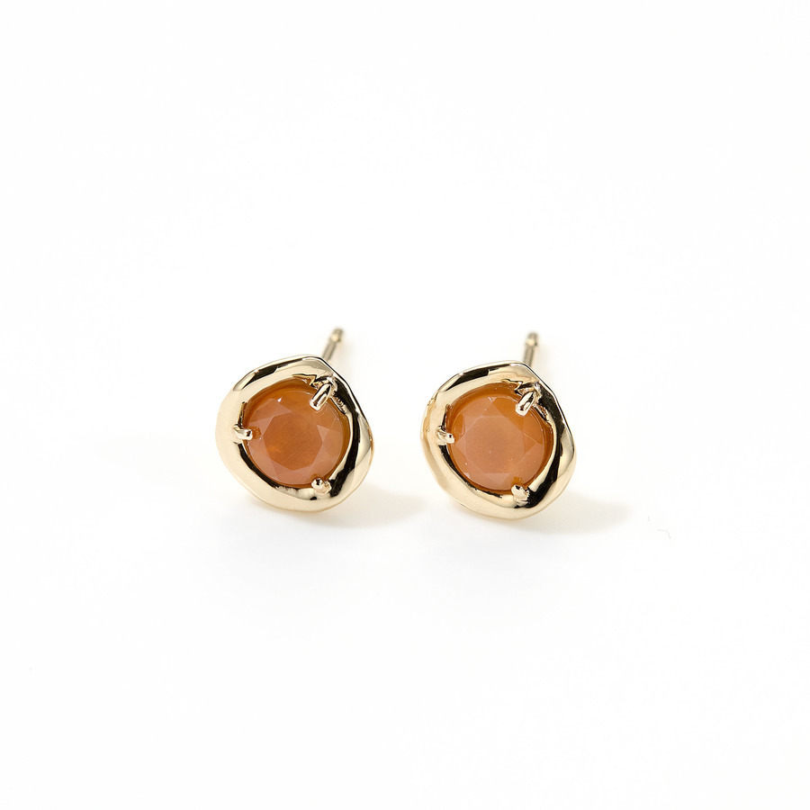 Color stone earrings (orange) 詳細画像 Gold 1