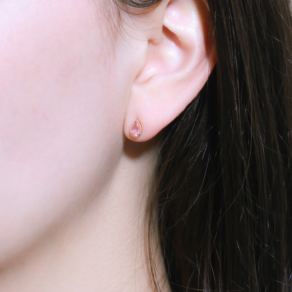 Fancy drop earring(pinktoumaline) 詳細画像