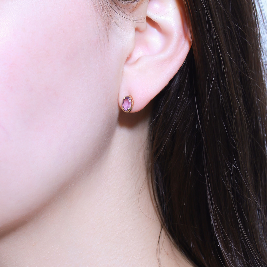 Fancy drop earring(amethyst light color) 詳細画像 Gold 2