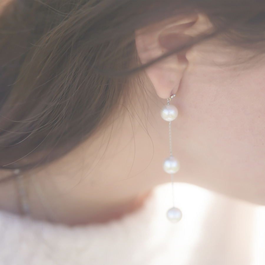 Micro heart pearl earrings 詳細画像 White Gold 6