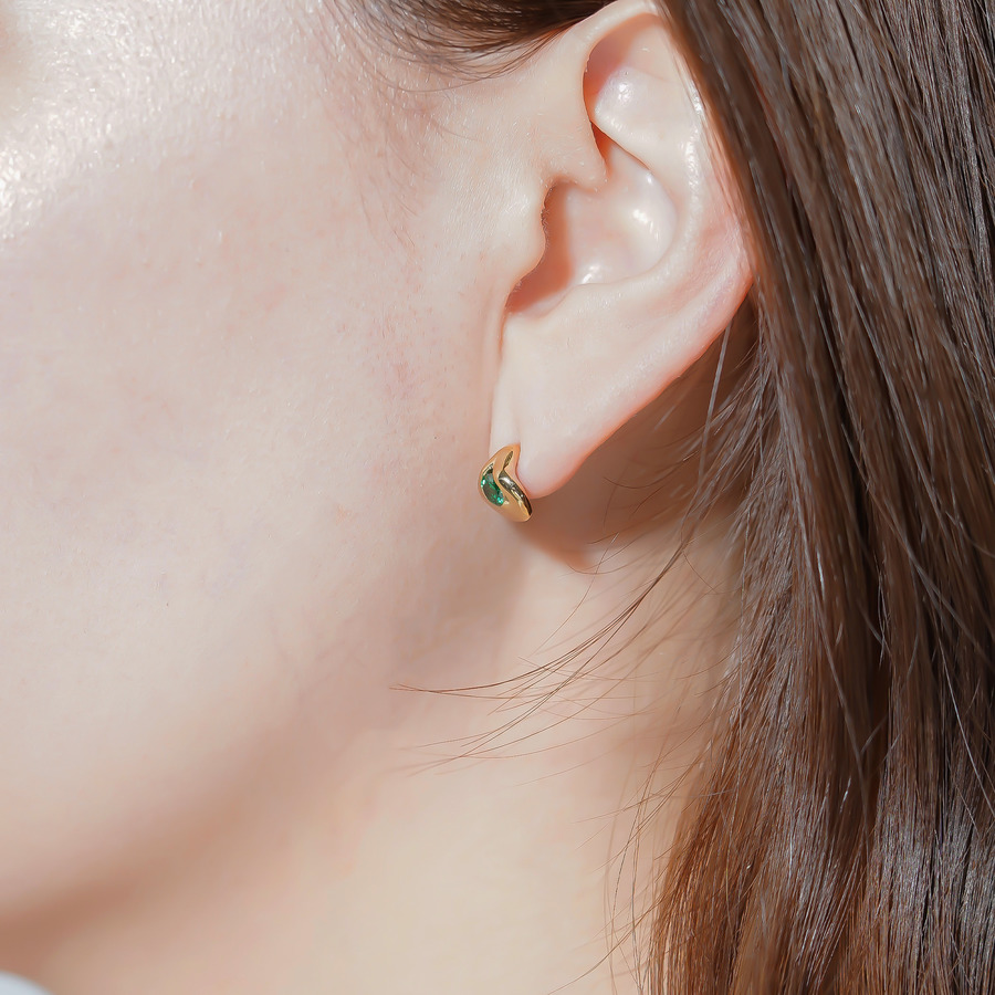 Colorful earrings(green) 詳細画像 Gold 3