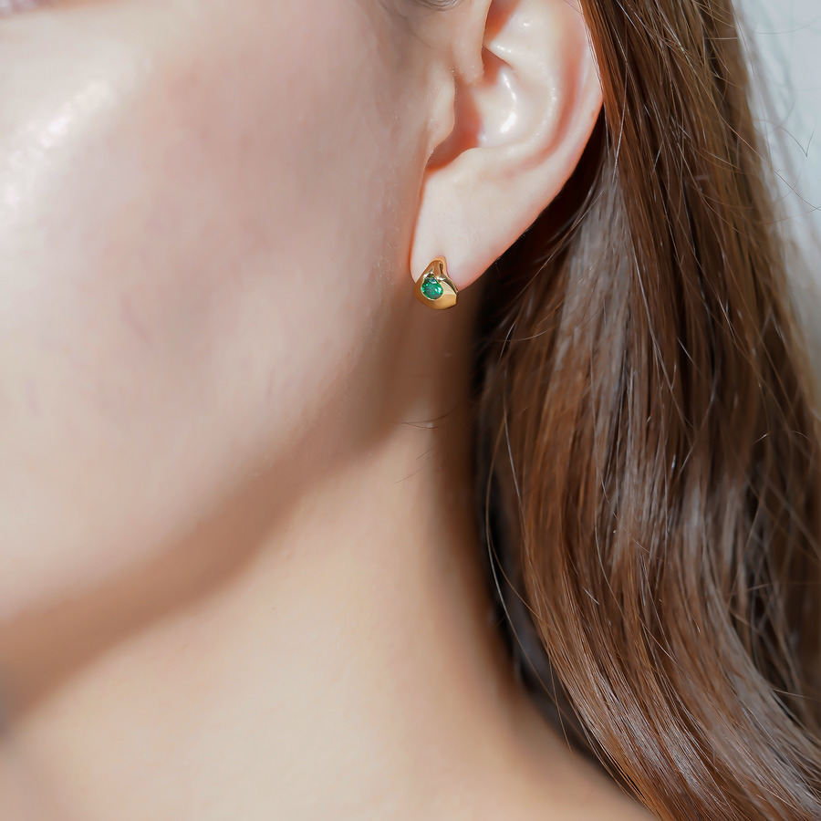 Colorful earrings(green) 詳細画像 Gold 4