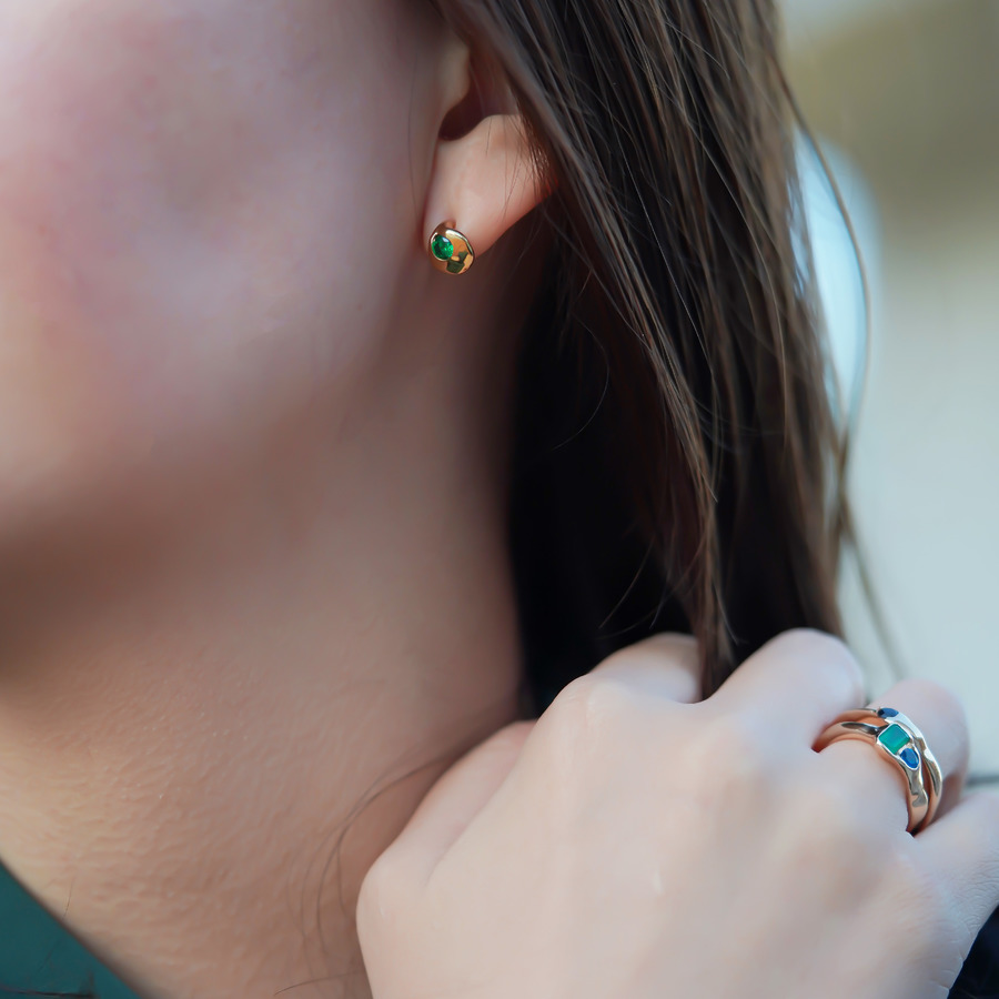 Colorful earrings(green) 詳細画像 Gold 6