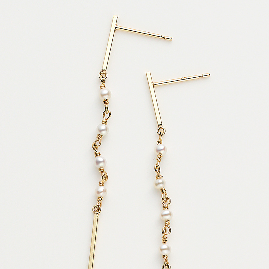 Pearl line earrings 詳細画像 Gold 1