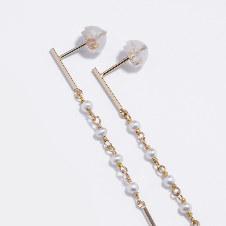 Pearl line earrings 詳細画像 Gold 2
