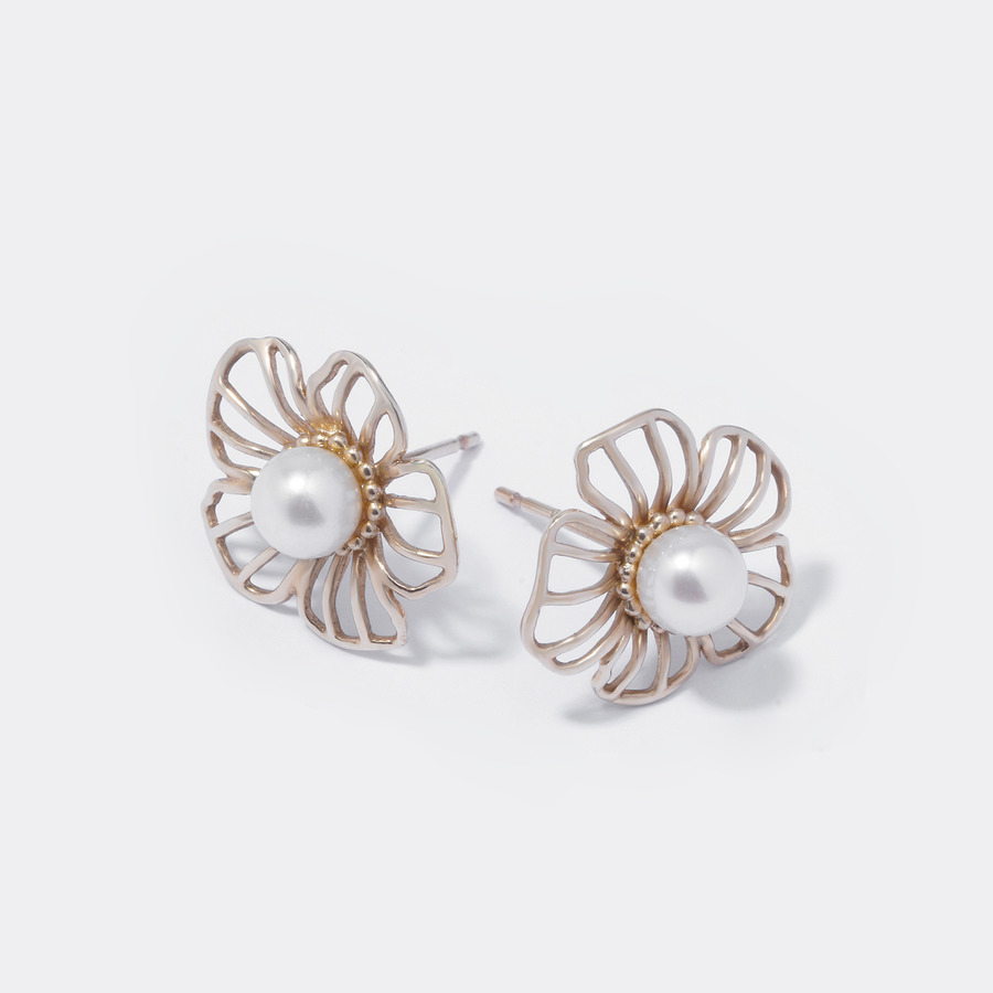 Flower pearl earrings 詳細画像 Gold 1