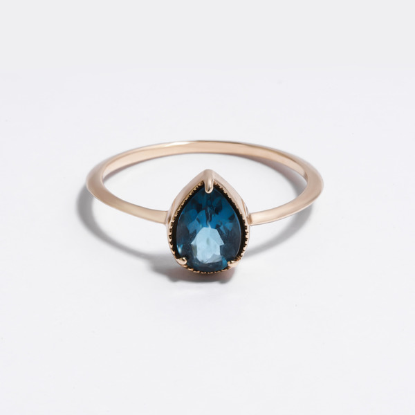 Fancy drop ring(London blue topaz)
