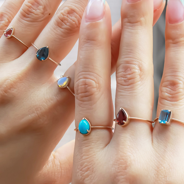 Fancy drop ring(opal) 詳細画像