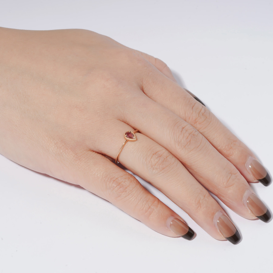 Fancy drop ring(pink tourmaline) 詳細画像 Gold 1