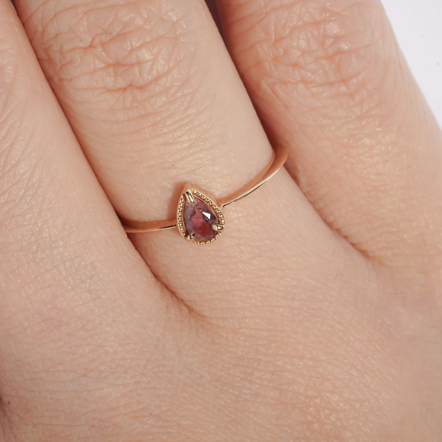 Fancy drop ring(pink tourmaline) 詳細画像 Gold 2