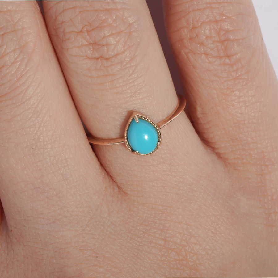 Fancy drop ring(turquoise） 詳細画像 Gold 2