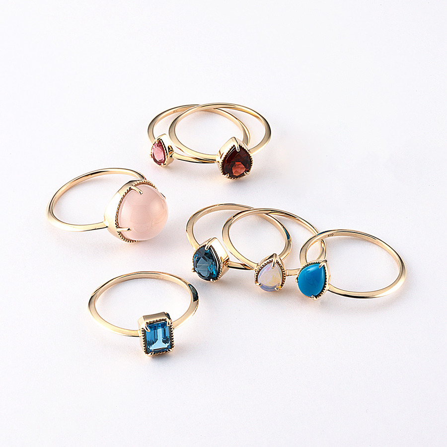 Fancy drop ring(rose quartz) 詳細画像 Gold 4