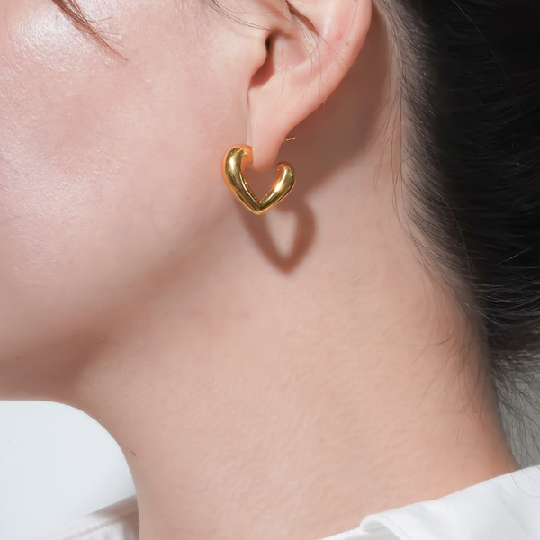 Growing heart earrings(Gold) 詳細画像