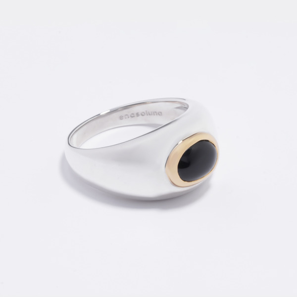 Oval stone ring(onyx) 詳細画像