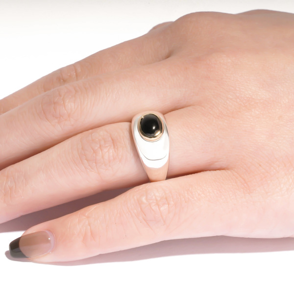 Oval stone ring(onyx) 詳細画像