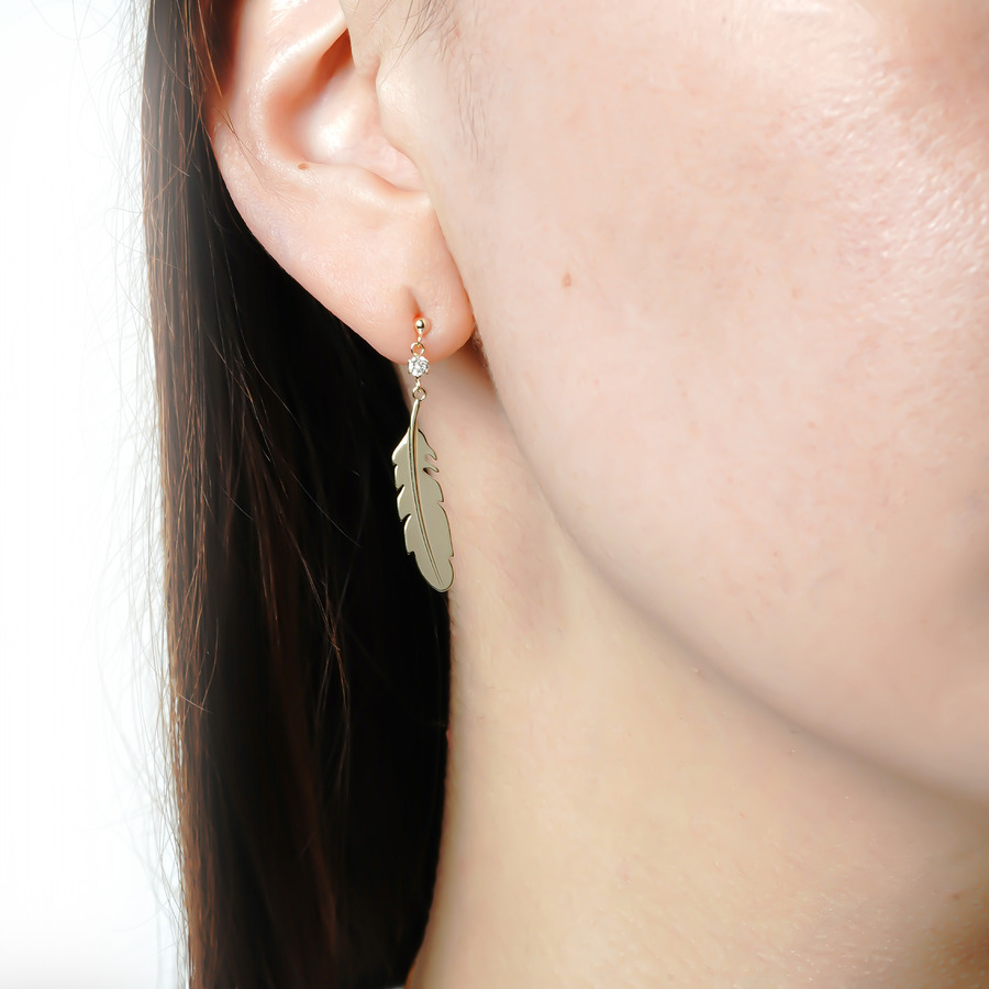 Feather earrings 詳細画像 Gold 3