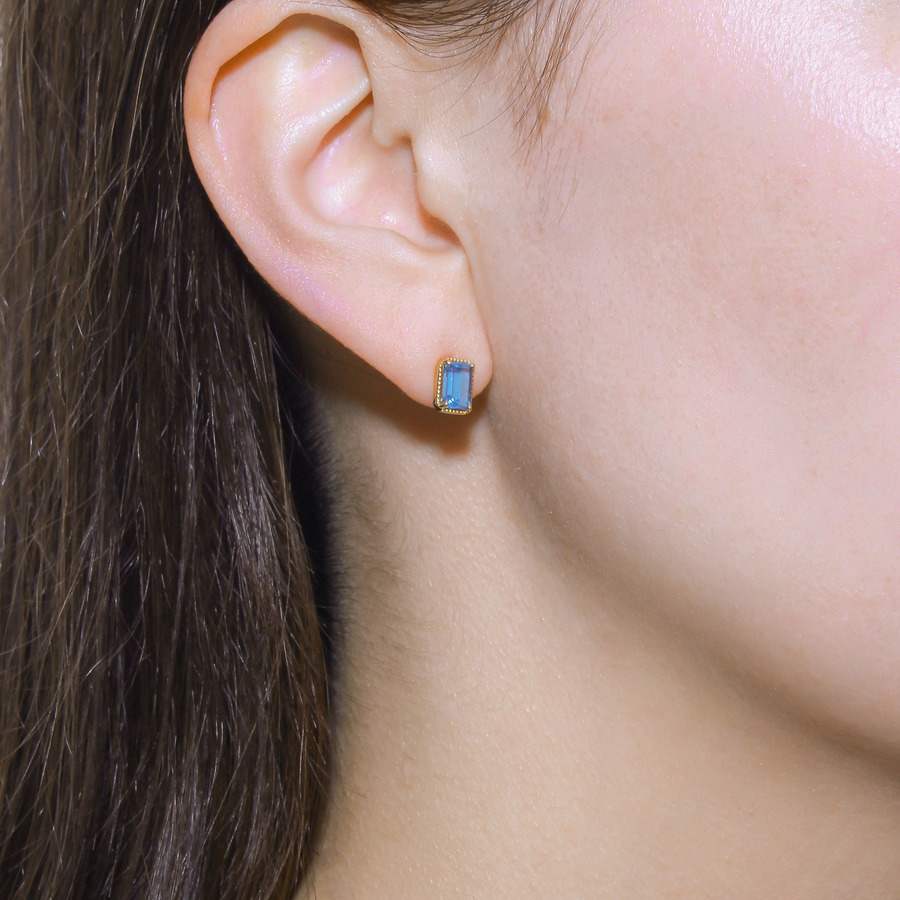 Fancy drop earring (Blue topaz) 詳細画像 Gold 2