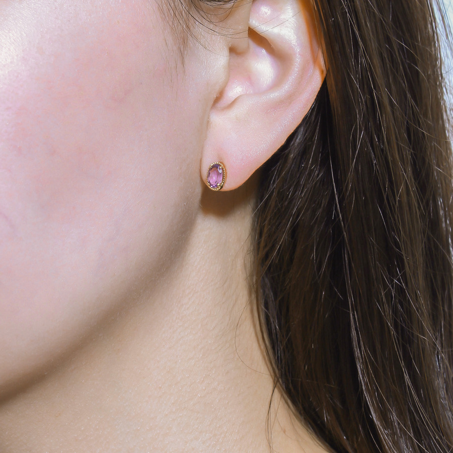 Fancy drop earring (Amethyst light color) 詳細画像 Gold 2