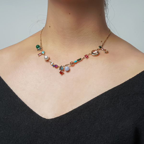 Flowers necklace (K18) 詳細画像