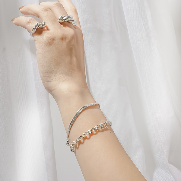 Heart chain bracelet (Herringbone) 詳細画像