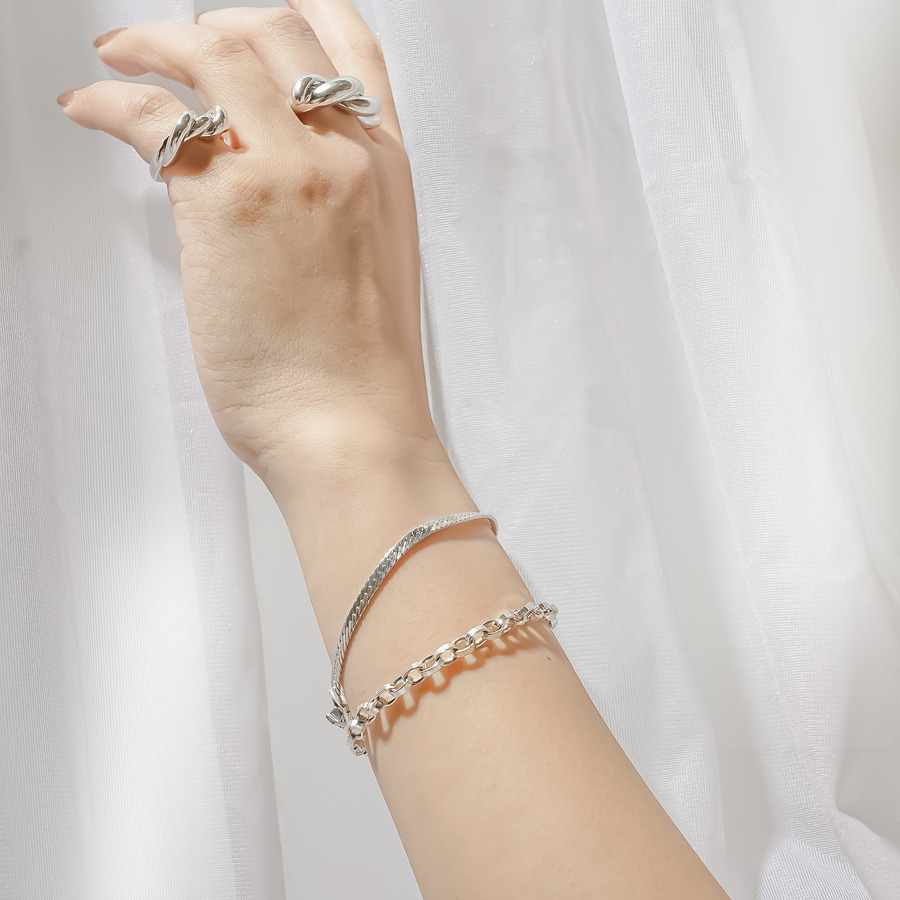 Heart chain bracelet (Herringbone) 詳細画像 Silver 7