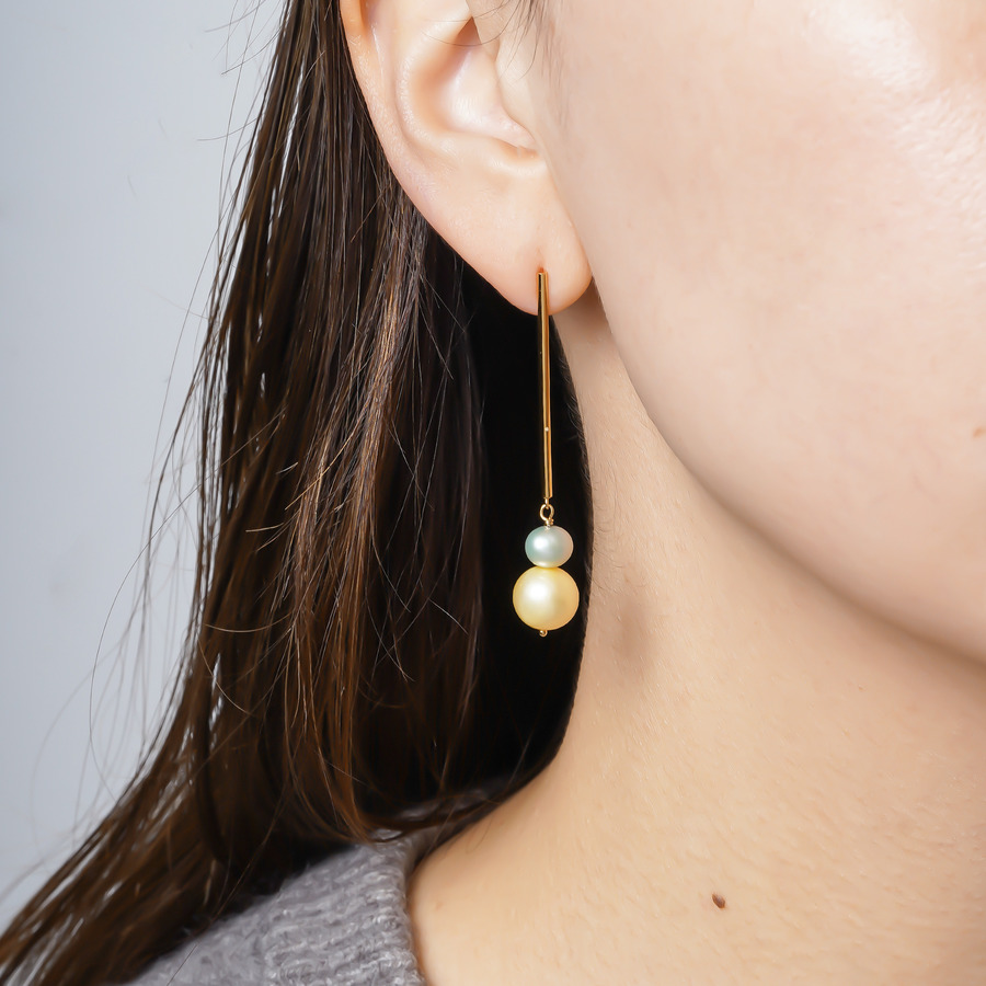 Pale color pearl earrings 詳細画像 Gold 5