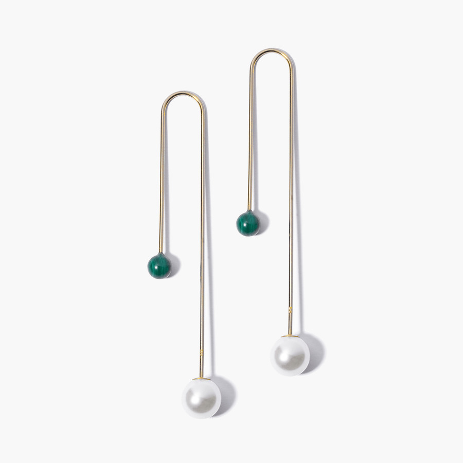 Towering earrings(malachite） 詳細画像 Gold 1